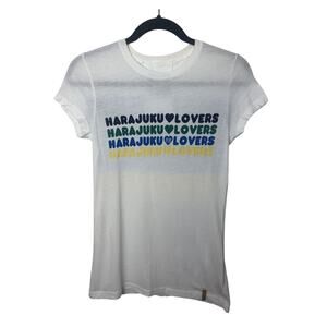 Harajuku Lovers Hearts Print T Shirt Sz Small White